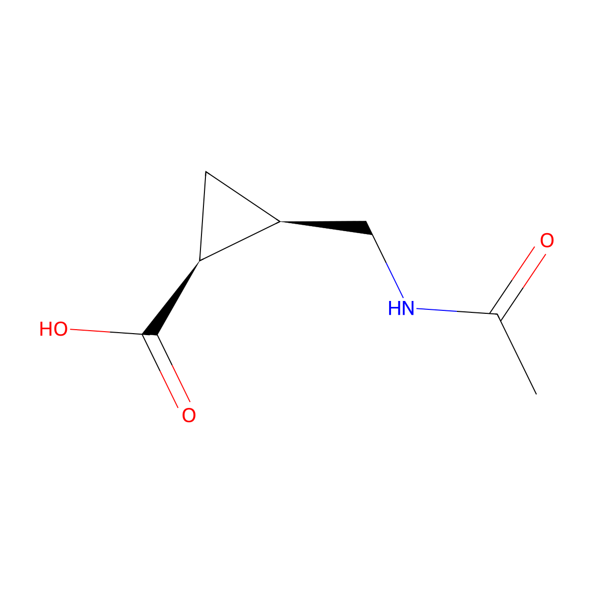 rac-(1R,2S)-2-(acetamidomethyl)cyclopropane-1-carboxylic acid molecular structure, CAS 213757-81-4