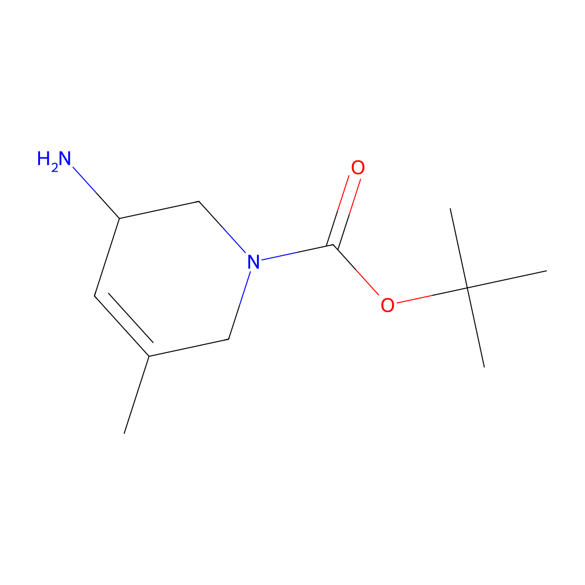 Tert-butyl 3-amino-5-methyl-1,2,3,6-tetrahydropyridine-1-carboxylate molecular structure, CAS 2137571-10-7