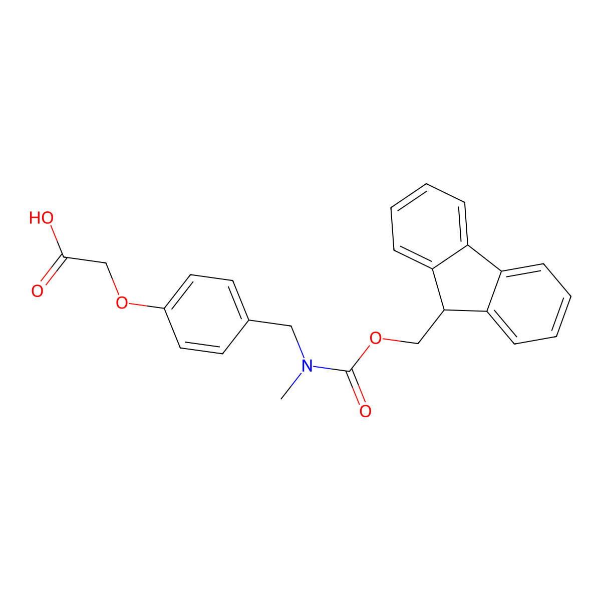 2-{4-[({[(9H-fluoren-9-yl)methoxy]carbonyl}(methyl)amino)methyl]phenoxy}acetic acid molecular structure, CAS 2137571-21-0
