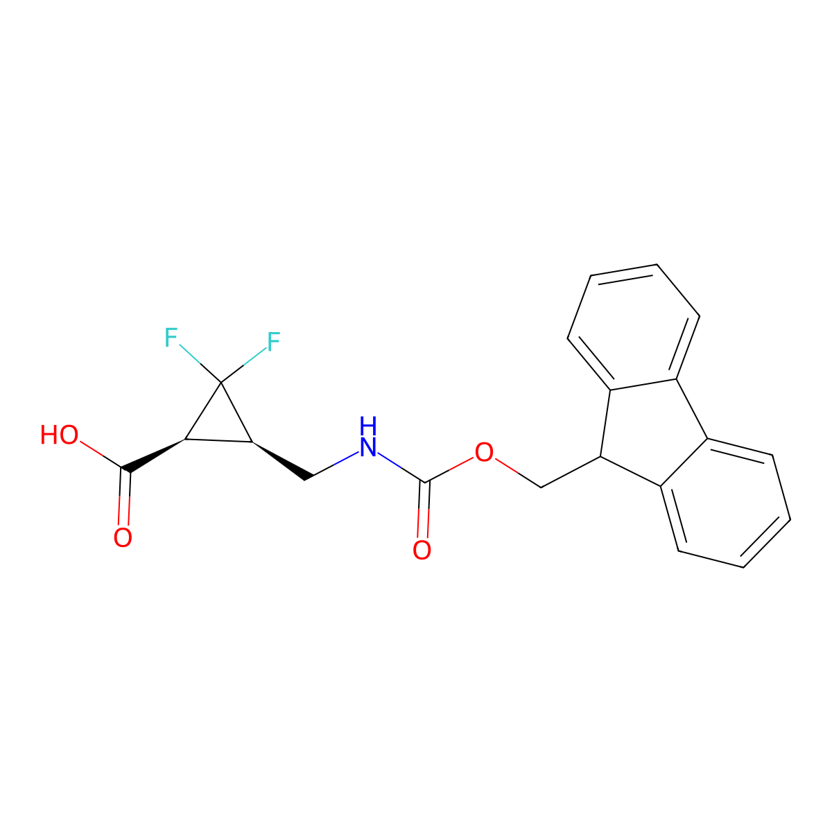 rac-(1R,3S)-3-[({[(9H-fluoren-9-yl)methoxy]carbonyl}amino)methyl]-2,2-difluorocyclopropane-1-carboxylic acid molecular structure, CAS 2137571-42-5
