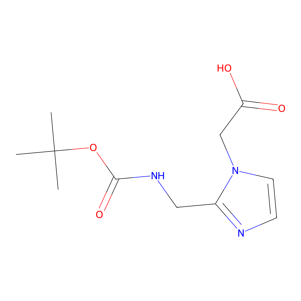 2-[2-({[(tert-butoxy)carbonyl]amino}methyl)-1H-imidazol-1-yl]acetic acid molecular structure, CAS 2137572-62-2