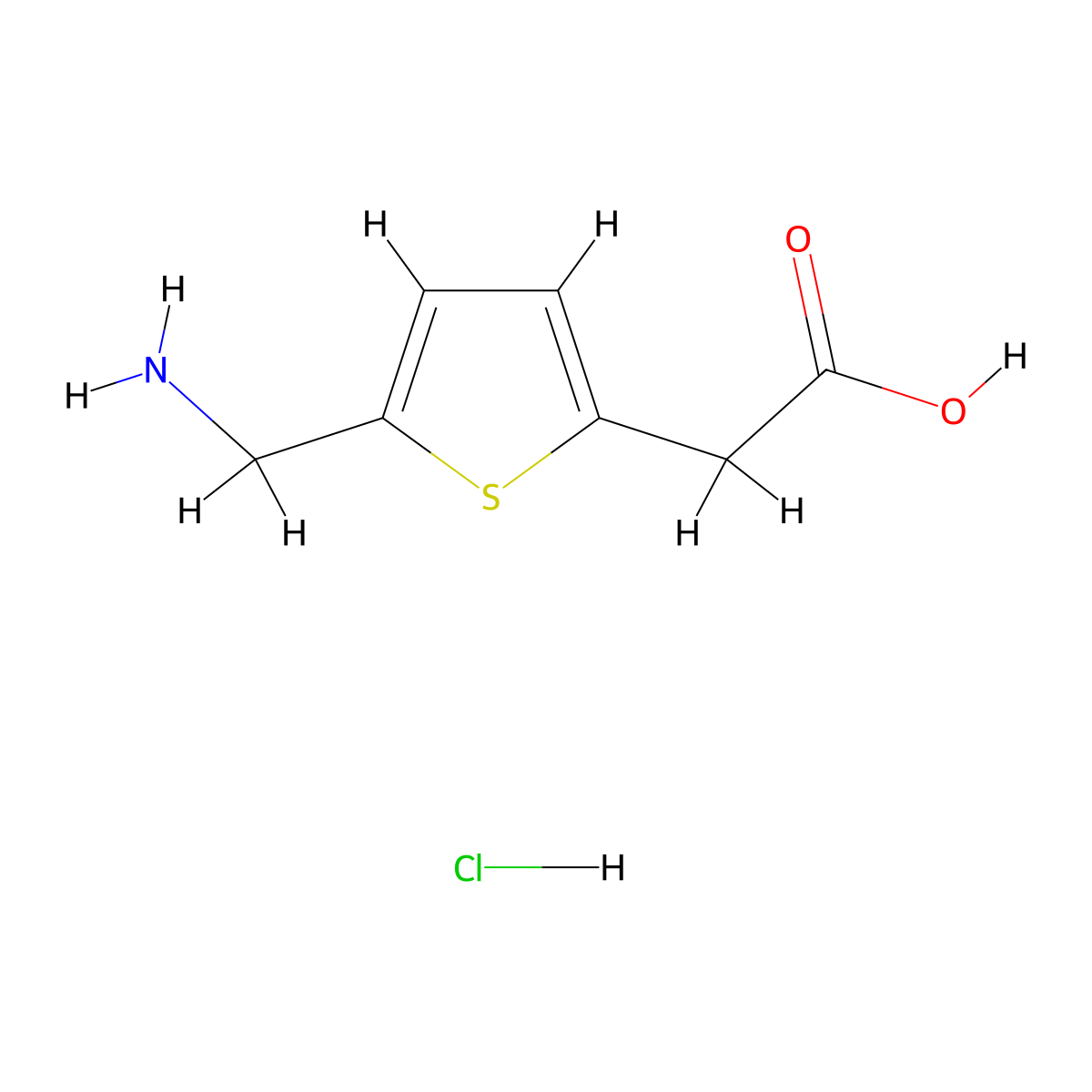 2-[5-(Aminomethyl)thiophen-2-yl]acetic acid hydrochloride molecular structure, CAS 2137572-67-7