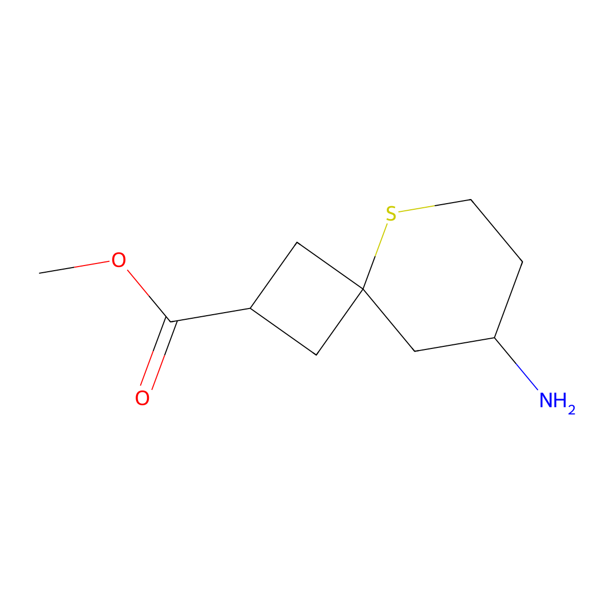 Methyl 8-amino-5-thiaspiro[3.5]nonane-2-carboxylate molecular structure, CAS 2137573-44-3