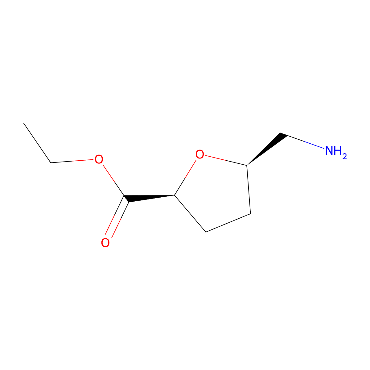 rac-ethyl (2R,5S)-5-(aminomethyl)oxolane-2-carboxylate molecular structure, CAS 2137573-47-6