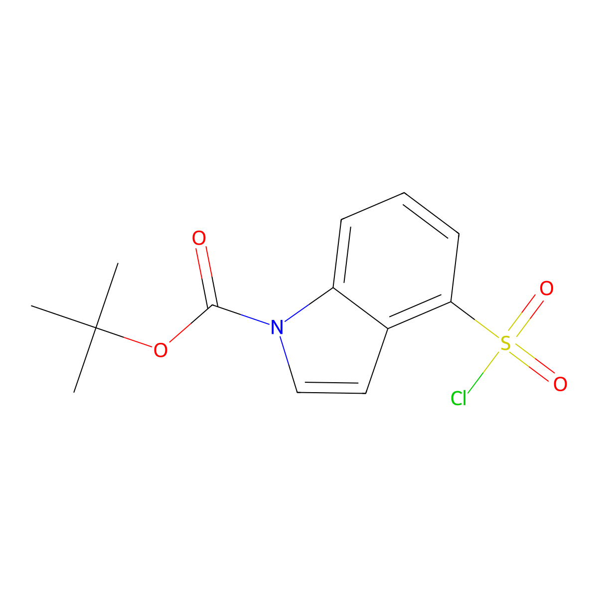 tert-butyl 4-(chlorosulfonyl)-1H-indole-1-carboxylate molecular structure, CAS 2137573-51-2
