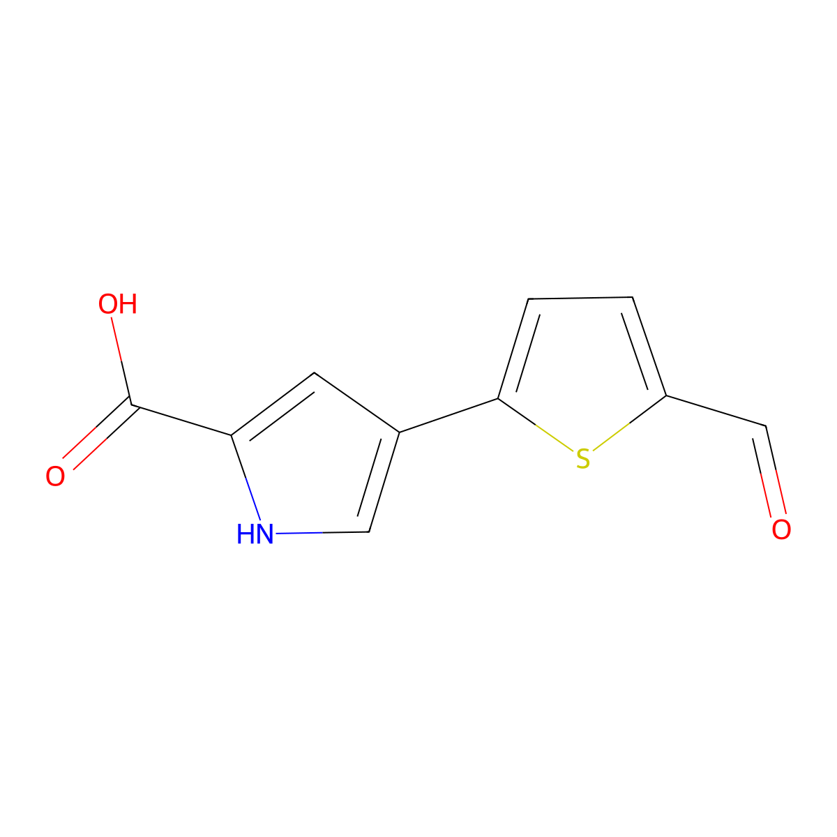 4-(5-formylthiophen-2-yl)-1H-pyrrole-2-carboxylic acid molecular structure, CAS 2137573-57-8