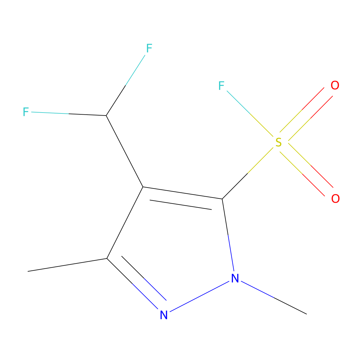 4-(difluoromethyl)-1,3-dimethyl-1H-pyrazole-5-sulfonyl fluoride molecular structure, CAS 2137573-85-2