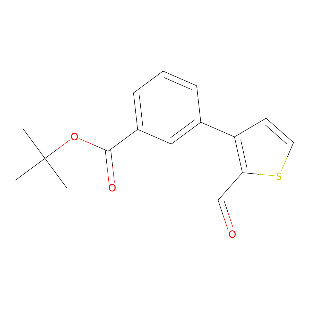 Tert-butyl 3-(2-formylthiophen-3-yl)benzoate molecular structure, CAS 2137573-90-9