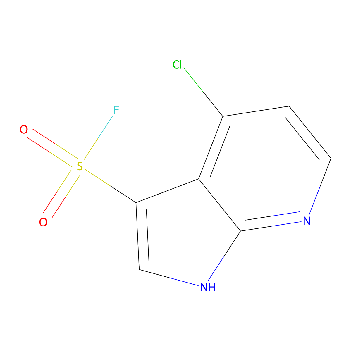 4-chloro-1H-pyrrolo[2,3-b]pyridine-3-sulfonyl fluoride molecular structure, CAS 2137573-92-1