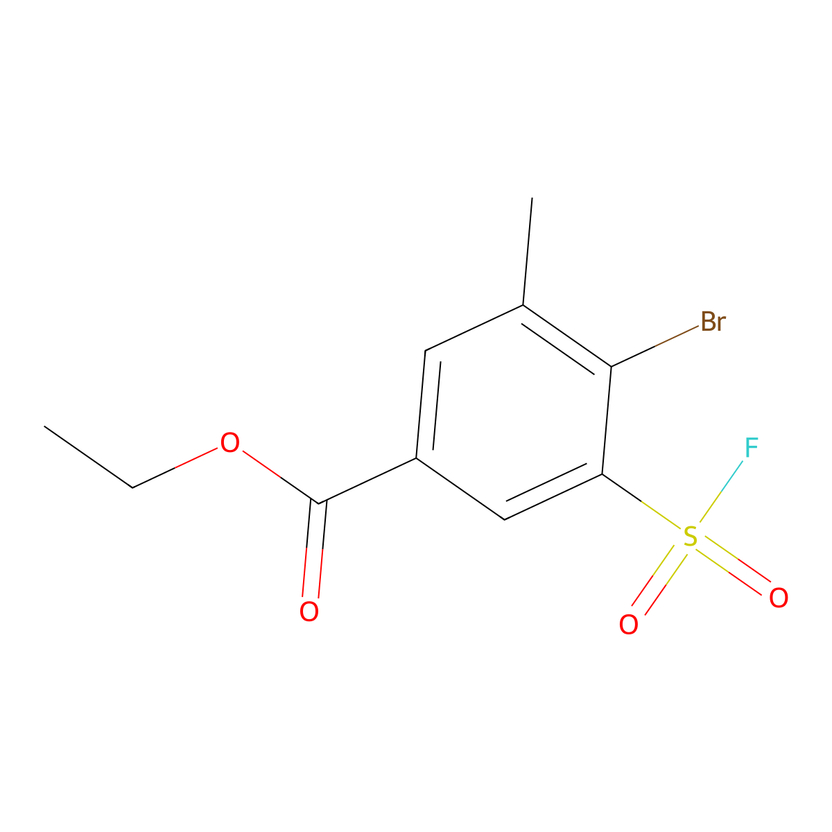 Ethyl 4-bromo-3-(fluorosulfonyl)-5-methylbenzoate molecular structure, CAS 2137573-99-8