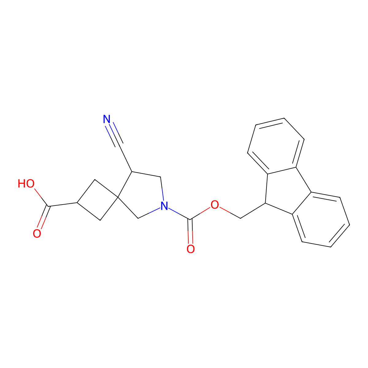 6-(((9H-Fluoren-9-yl)methoxy)carbonyl)-8-cyano-6-azaspiro[3.4]octane-2-carboxylic acid molecular structure, CAS 2137576-39-5