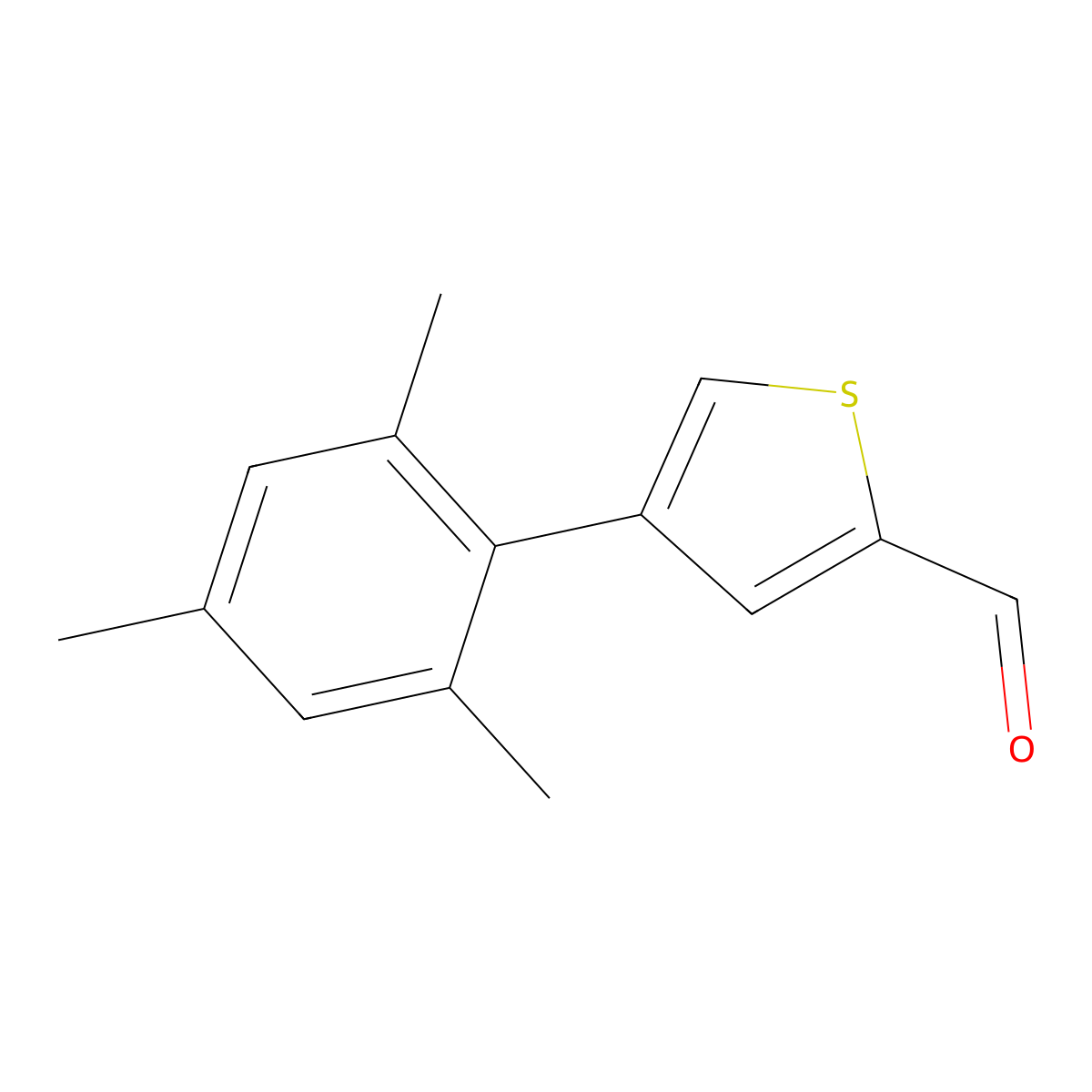 4-(2,4,6-Trimethylphenyl)thiophene-2-carbaldehyde molecular structure, CAS 2137576-44-2