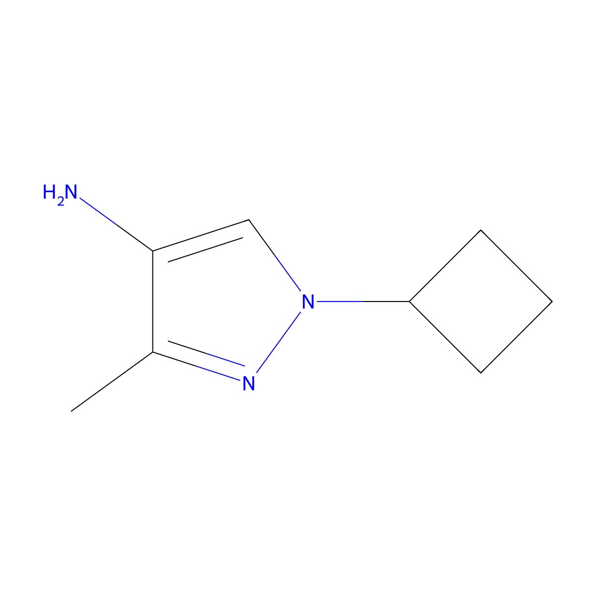 1-cyclobutyl-3-methyl-1H-pyrazol-4-amine molecular structure, CAS 2137577-49-0