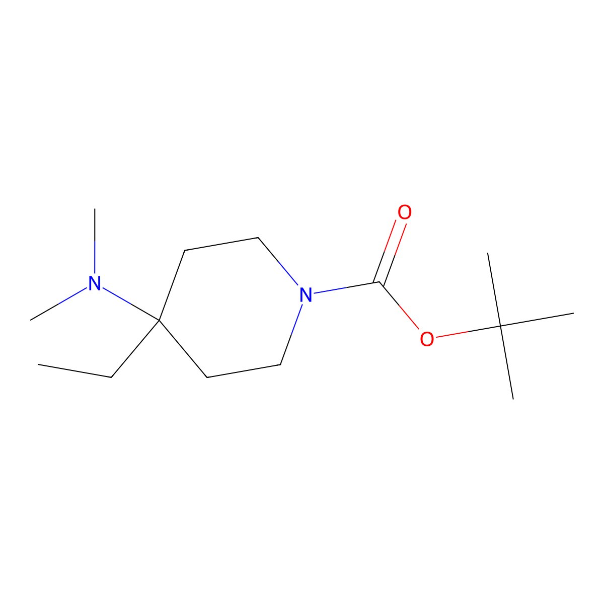 Tert-butyl 4-(dimethylamino)-4-ethylpiperidine-1-carboxylate molecular structure, CAS 2137577-70-7