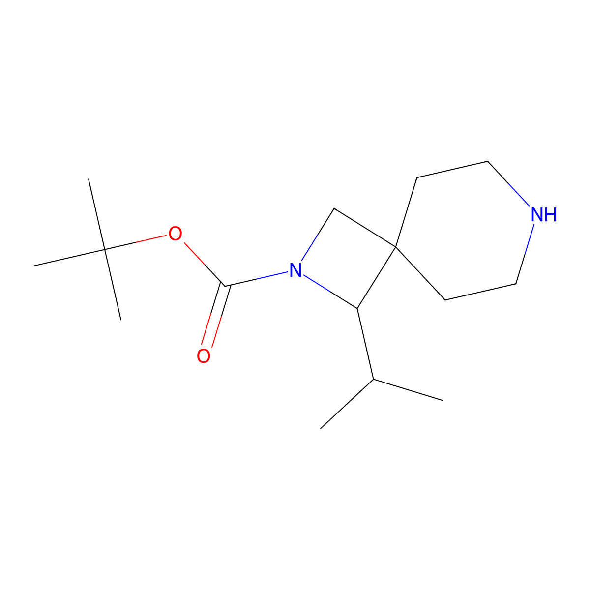 Tert-butyl 1-(propan-2-yl)-2,7-diazaspiro[3.5]nonane-2-carboxylate molecular structure, CAS 2137578-14-2