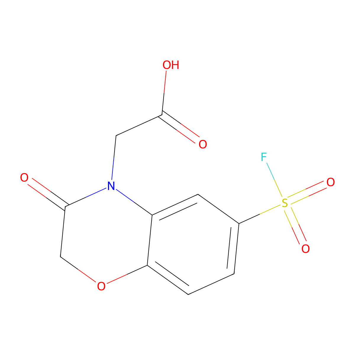 2-[6-(fluorosulfonyl)-3-oxo-3,4-dihydro-2H-1,4-benzoxazin-4-yl]acetic acid molecular structure, CAS 2137578-27-7