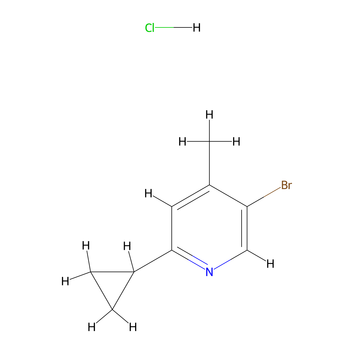 5-Bromo-2-cyclopropyl-4-methylpyridine hydrochloride molecular structure, CAS 2137578-28-8