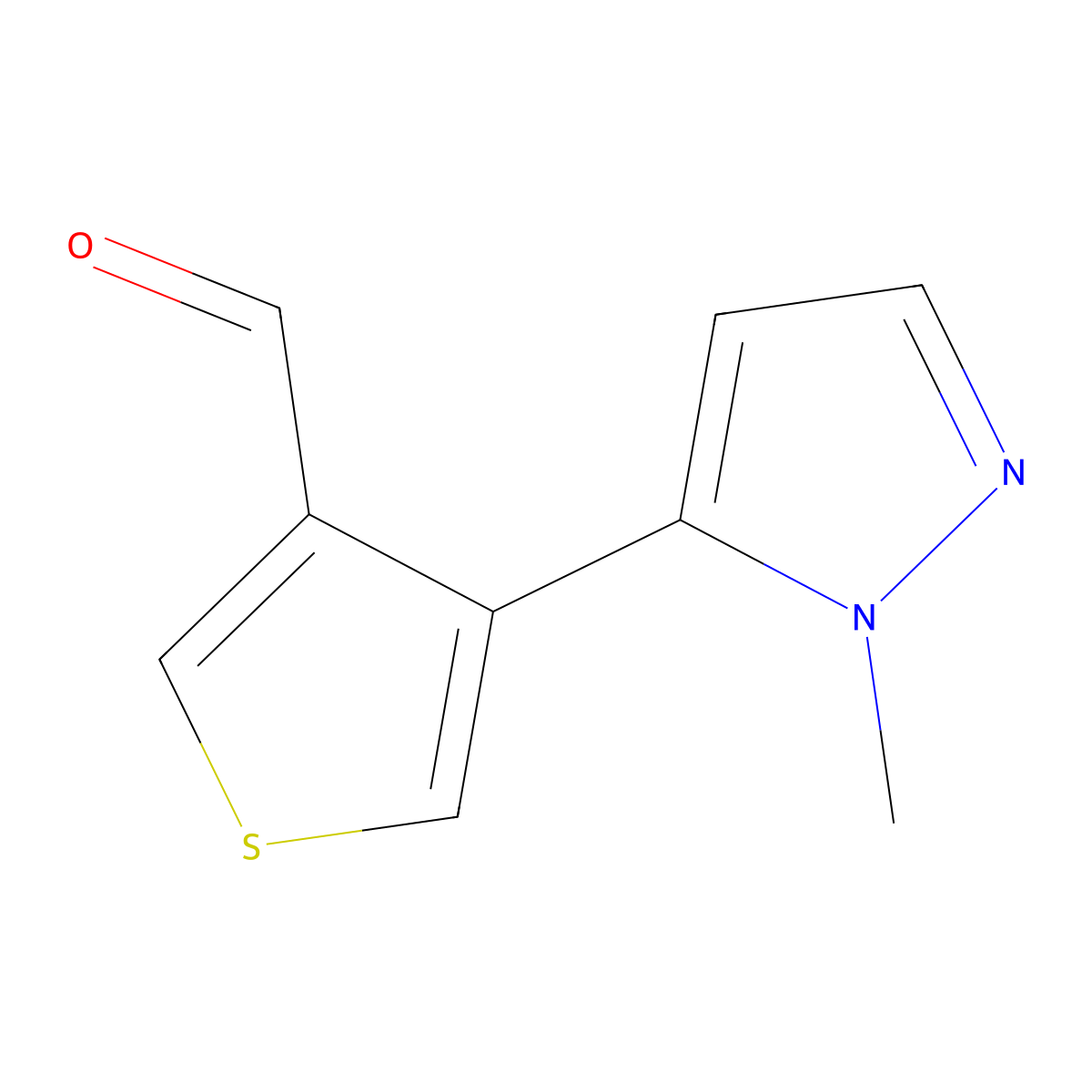 4-(1-methyl-1H-pyrazol-5-yl)thiophene-3-carbaldehyde molecular structure, CAS 2137578-30-2