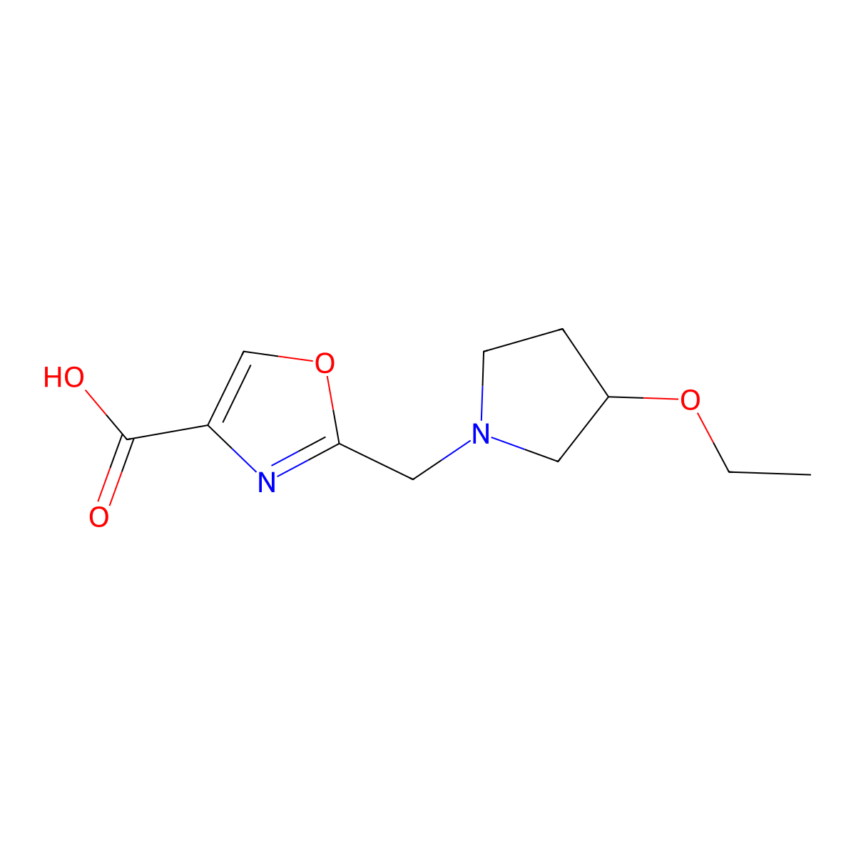 2-[(3-Ethoxypyrrolidin-1-yl)methyl]-1,3-oxazole-4-carboxylic acid molecular structure, CAS 2137578-61-9