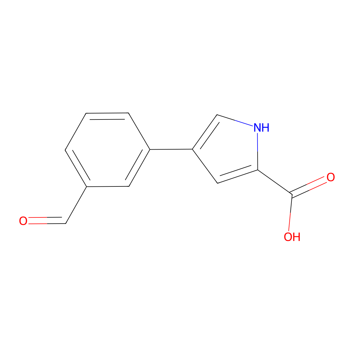 4-(3-formylphenyl)-1H-pyrrole-2-carboxylic acid molecular structure, CAS 2137579-24-7