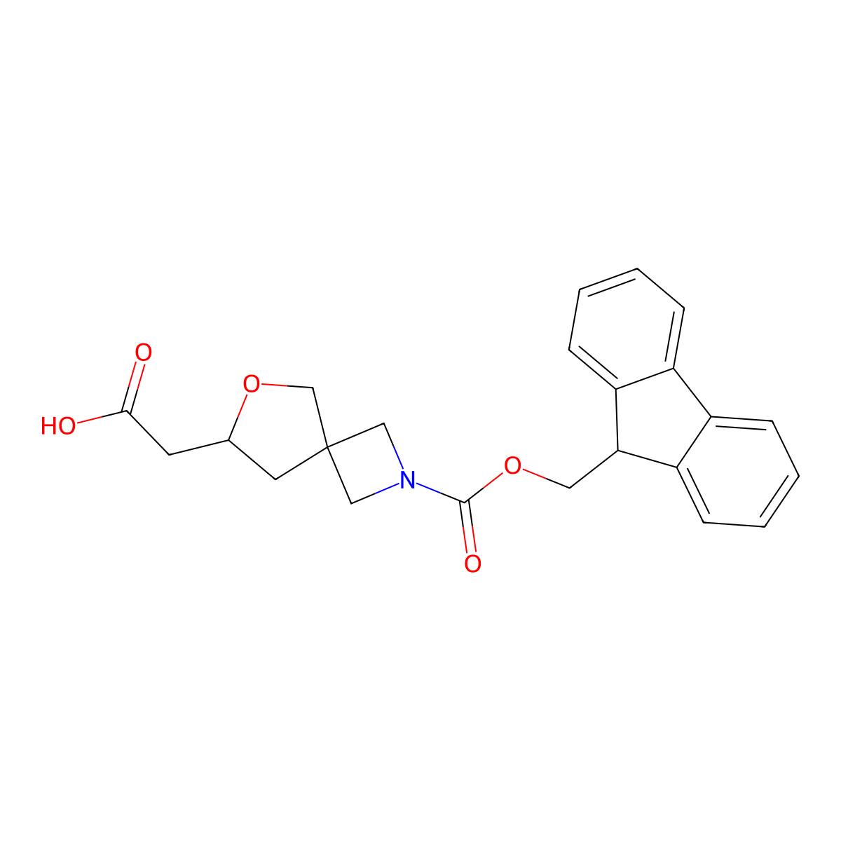 2-(2-{[(9H-fluoren-9-yl)methoxy]carbonyl}-6-oxa-2-azaspiro[3.4]octan-7-yl)acetic acid molecular structure, CAS 2137580-42-6