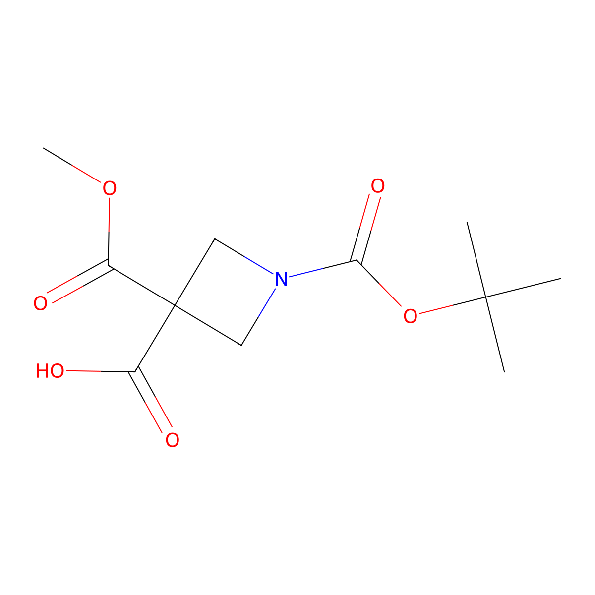1-[(Tert-butoxy)carbonyl]-3-(methoxycarbonyl)azetidine-3-carboxylic acid molecular structure, CAS 2137580-56-2