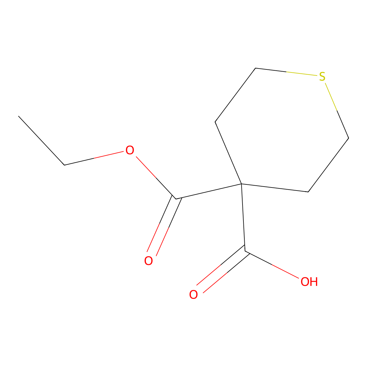 4-(Ethoxycarbonyl)thiane-4-carboxylic acid molecular structure, CAS 2137580-64-2