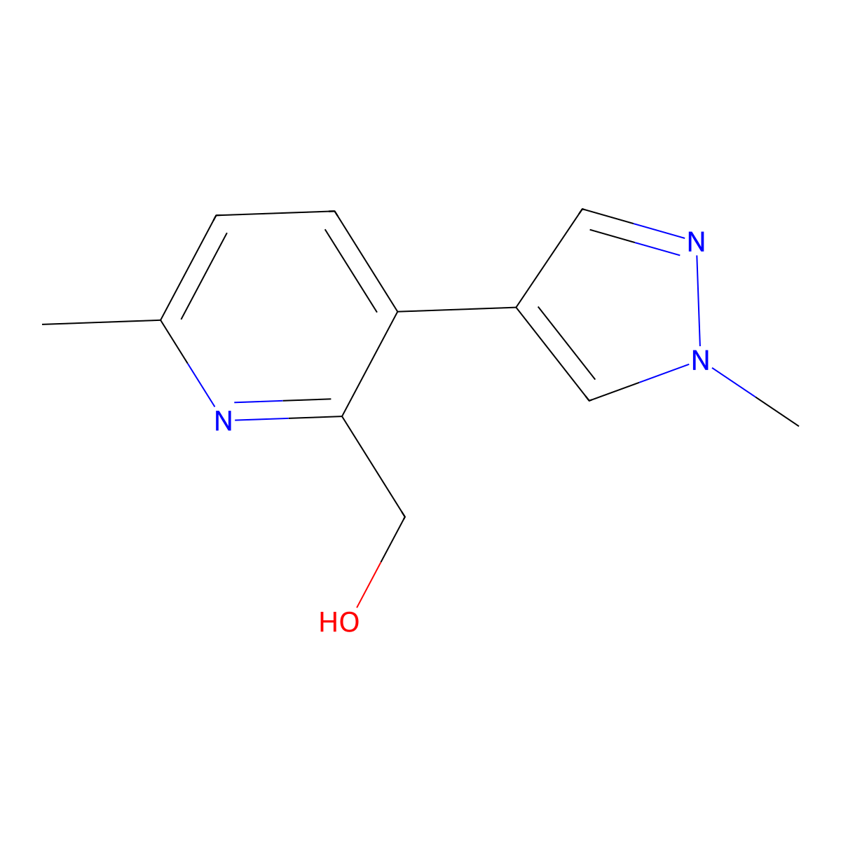 [6-methyl-3-(1-methyl-1H-pyrazol-4-yl)pyridin-2-yl]methanol molecular structure, CAS 2137581-09-8