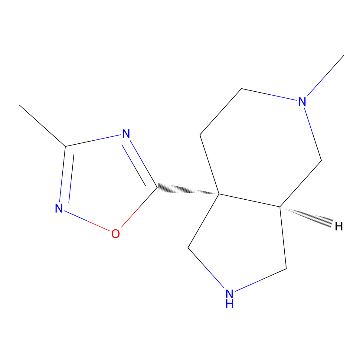 rac-5-[(3aR,7aR)-5-methyl-octahydro-1H-pyrrolo[3,4-c]pyridin-7a-yl]-3-methyl-1,2,4-oxadiazole molecular structure, CAS 2137581-10-1