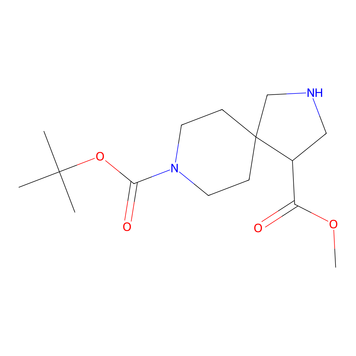 8-Tert-butyl 4-methyl 2,8-diazaspiro(4.5)decane-4,8-dicarboxylate molecular structure, CAS 2137581-34-9