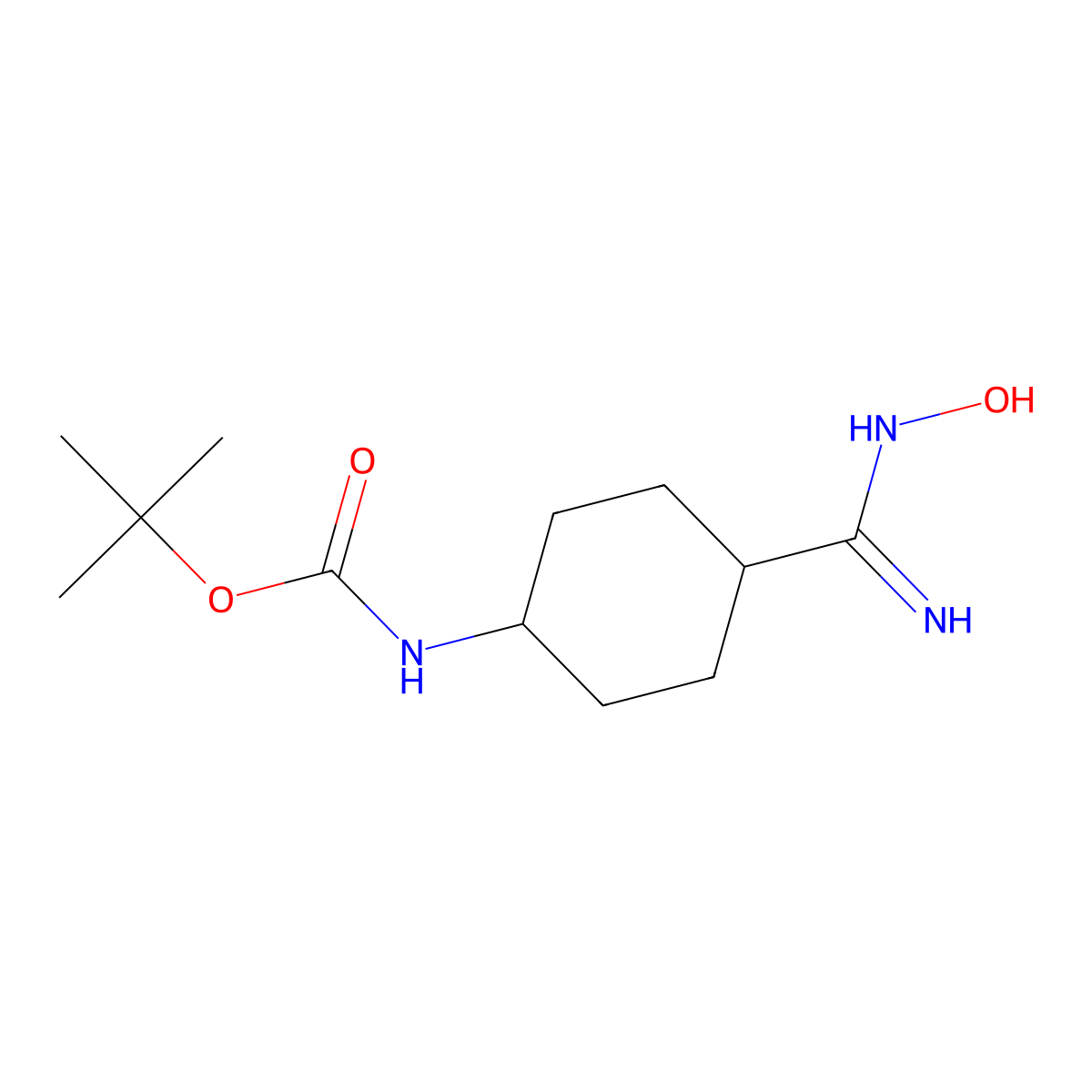 tert-butyl N-[4-(N-hydroxycarbamimidoyl)cyclohexyl]carbamate molecular structure, CAS 2137581-41-8