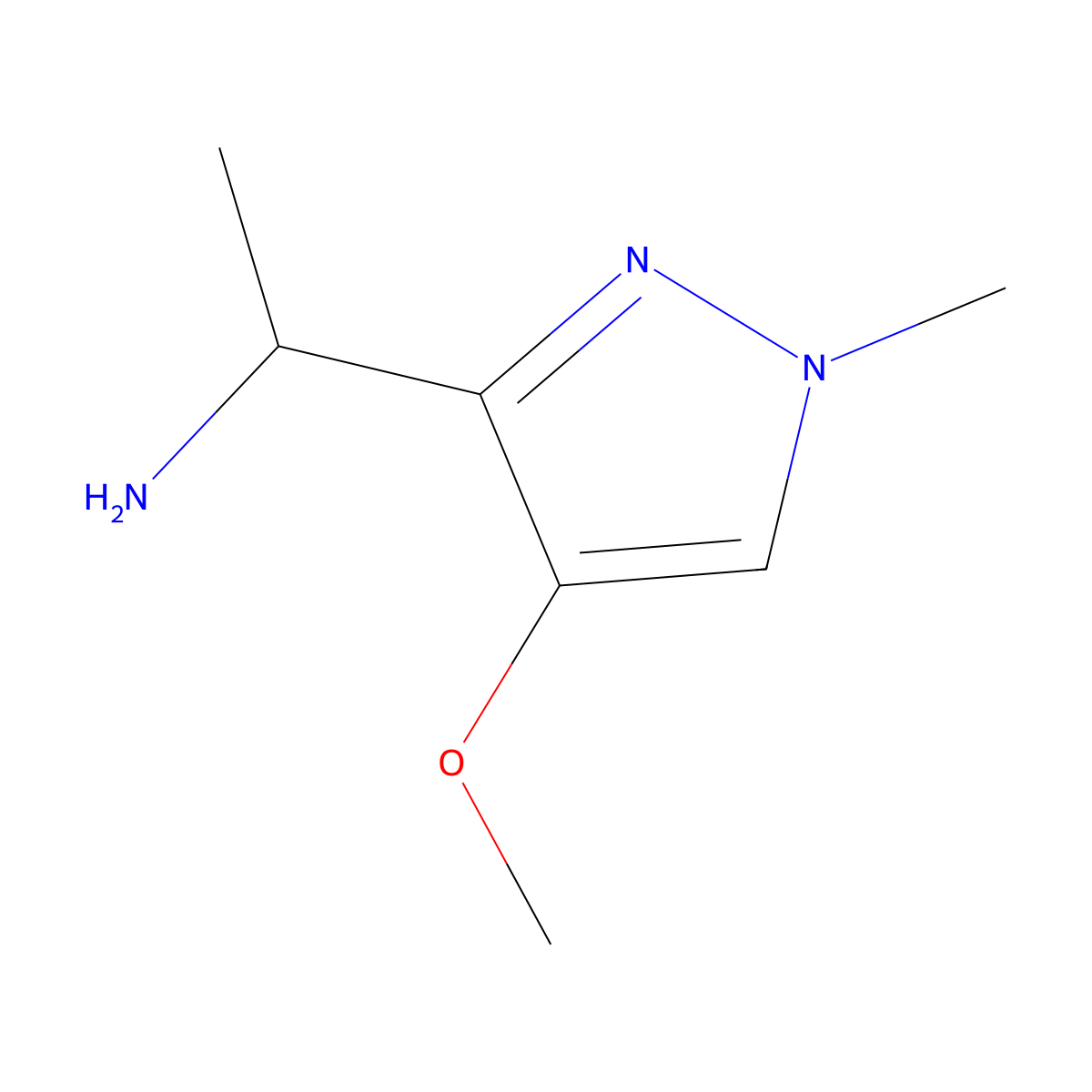 1-(4-methoxy-1-methyl-1H-pyrazol-3-yl)ethan-1-amine molecular structure, CAS 2137581-68-9