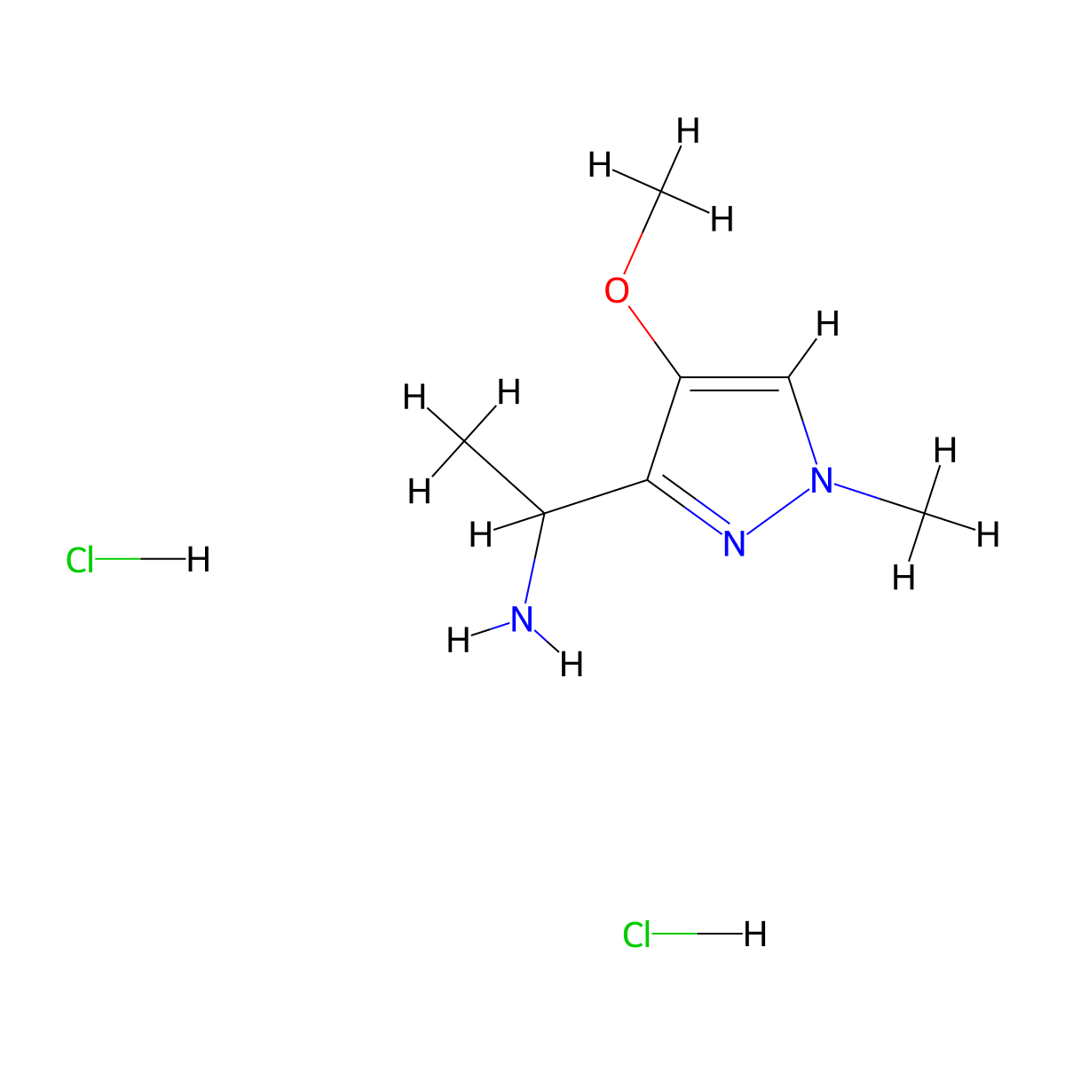 1-(4-methoxy-1-methyl-1H-pyrazol-3-yl)ethan-1-amine dihydrochloride molecular structure, CAS 2137581-69-0