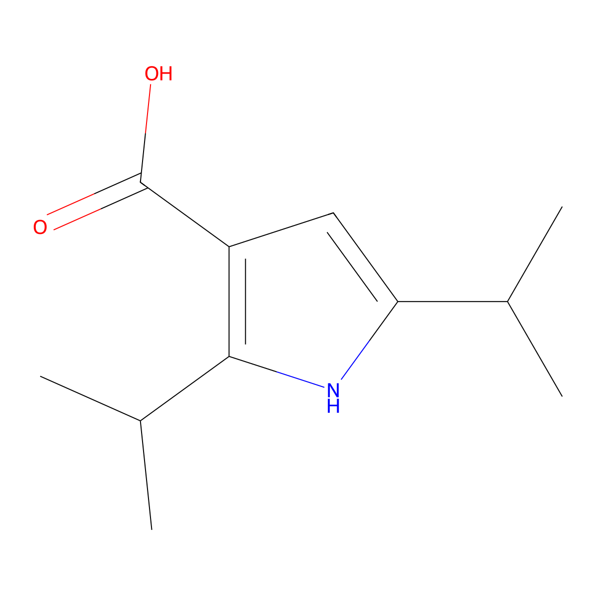 2,5-bis(propan-2-yl)-1H-pyrrole-3-carboxylic acid molecular structure, CAS 2137581-76-9