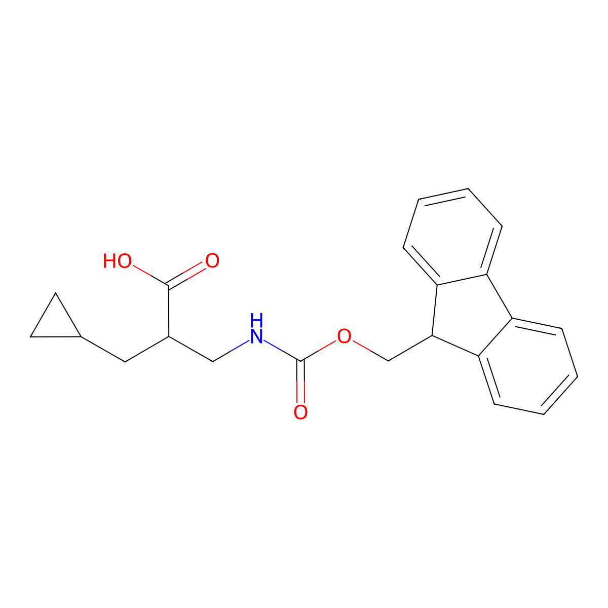 2-(cyclopropylmethyl)-3-({[(9H-fluoren-9-yl)methoxy]carbonyl}amino)propanoic acid molecular structure, CAS 2137582-45-5