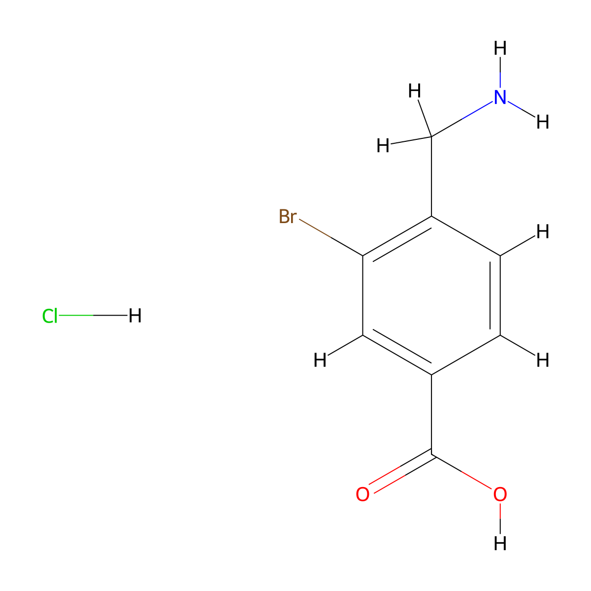 4-(Aminomethyl)-3-bromobenzoic acid hydrochloride molecular structure, CAS 2137582-91-1