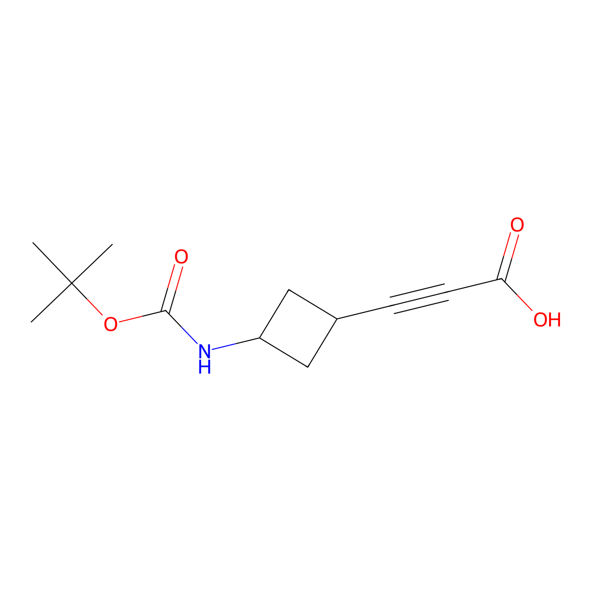 3-(3-{[(Tert-butoxy)carbonyl]amino}cyclobutyl)prop-2-ynoic acid molecular structure, CAS 2137585-51-2