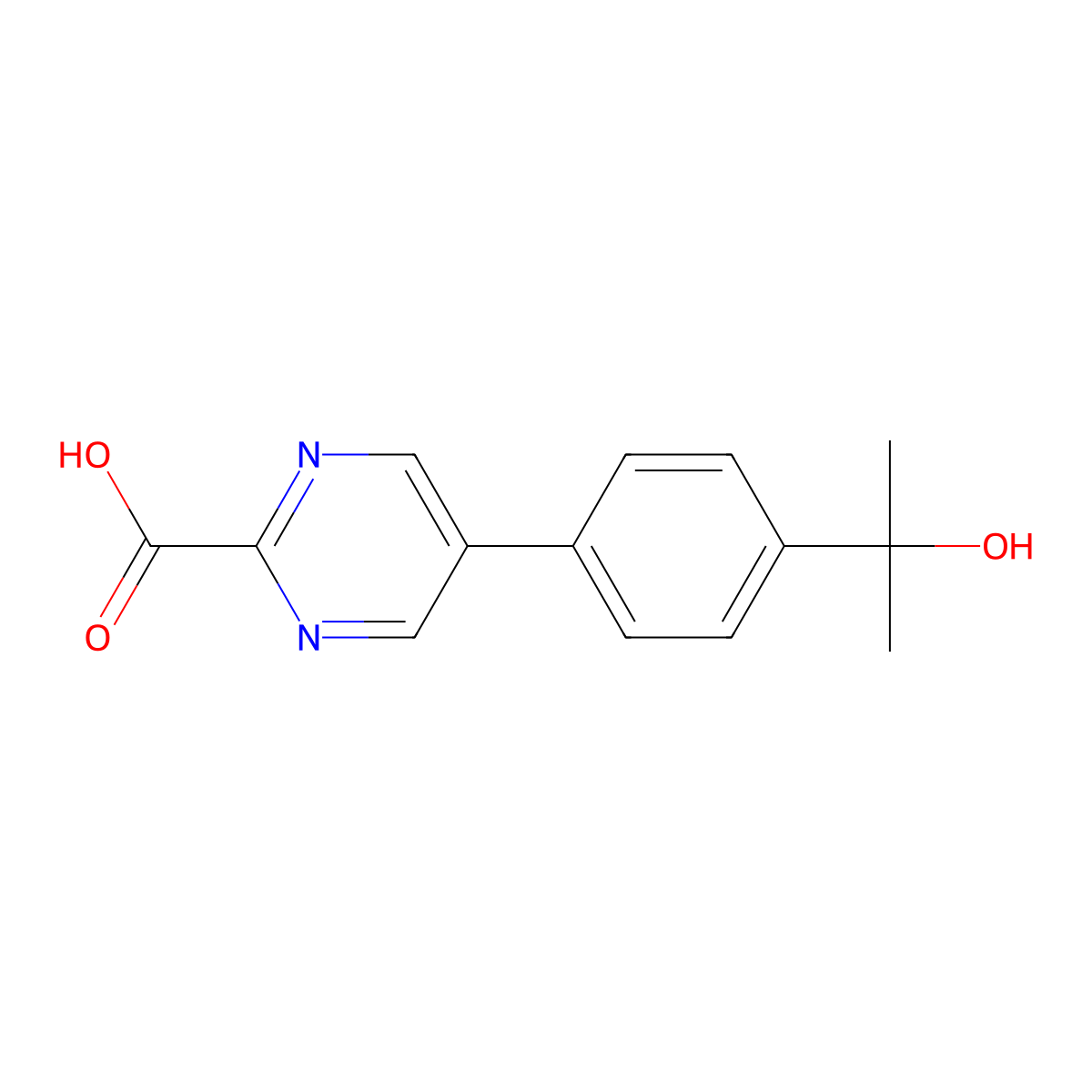 5-[4-(2-Hydroxypropan-2-yl)phenyl]pyrimidine-2-carboxylic acid molecular structure, CAS 2137586-28-6