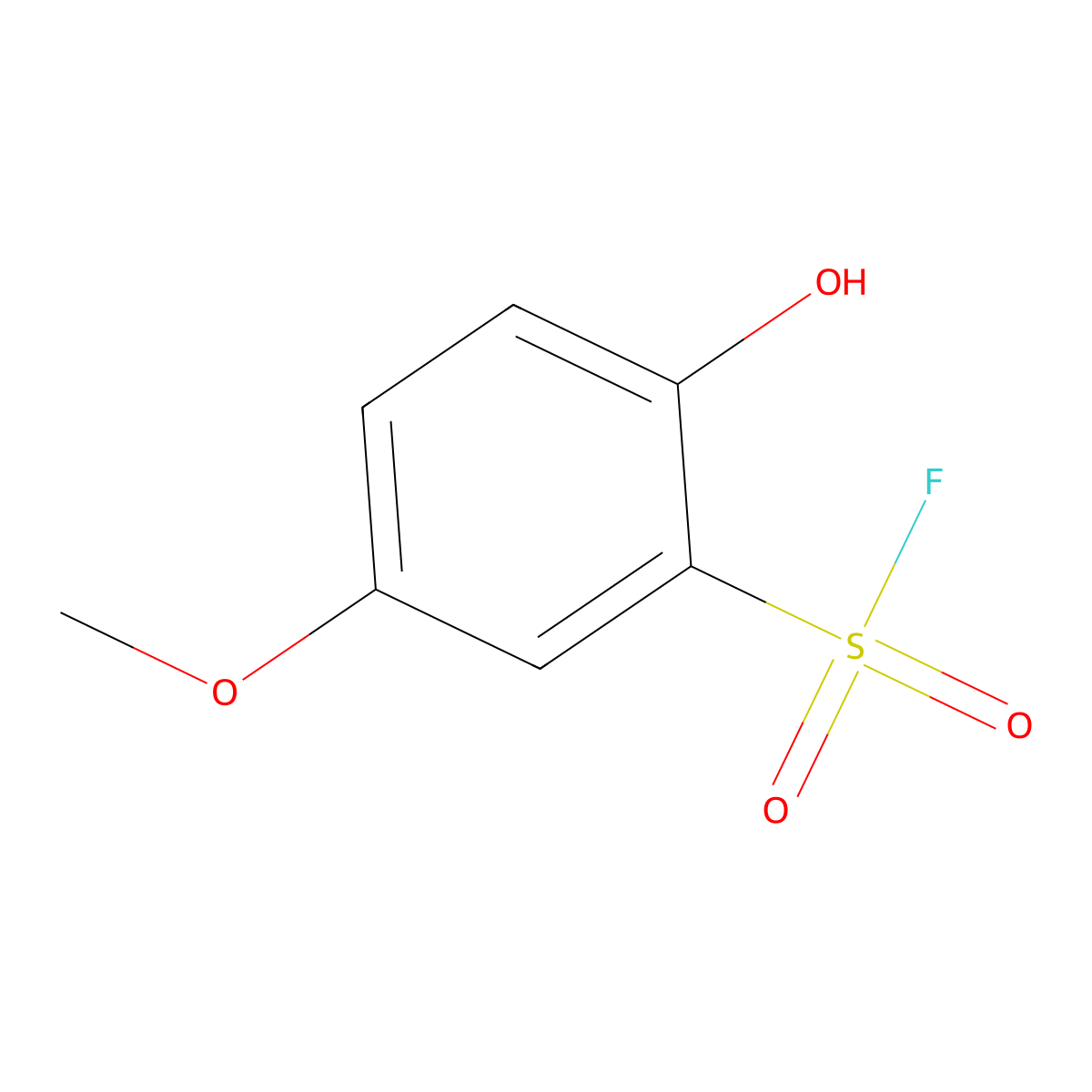 2-Hydroxy-5-methoxybenzene-1-sulfonyl fluoride molecular structure, CAS 2137586-35-5