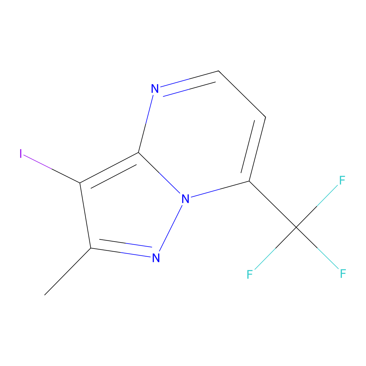 3-Iodo-2-methyl-7-(trifluoromethyl)pyrazolo[1,5-a]pyrimidine molecular structure, CAS 2137586-79-7