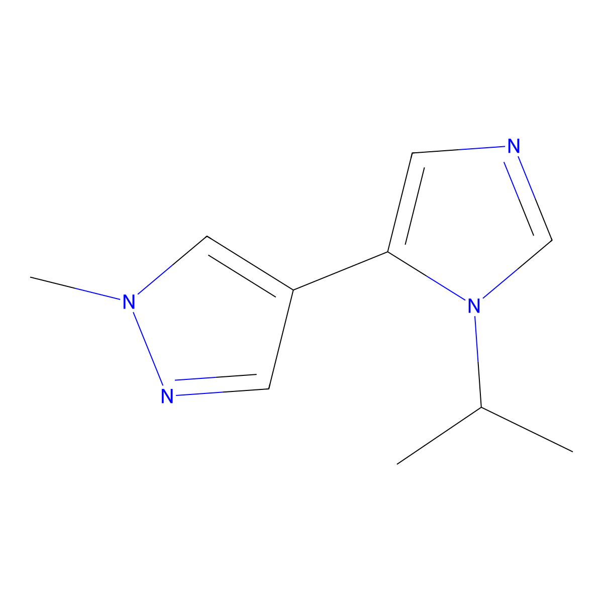 5-(1-methyl-1H-pyrazol-4-yl)-1-(propan-2-yl)-1H-imidazole molecular structure, CAS 2137587-20-1