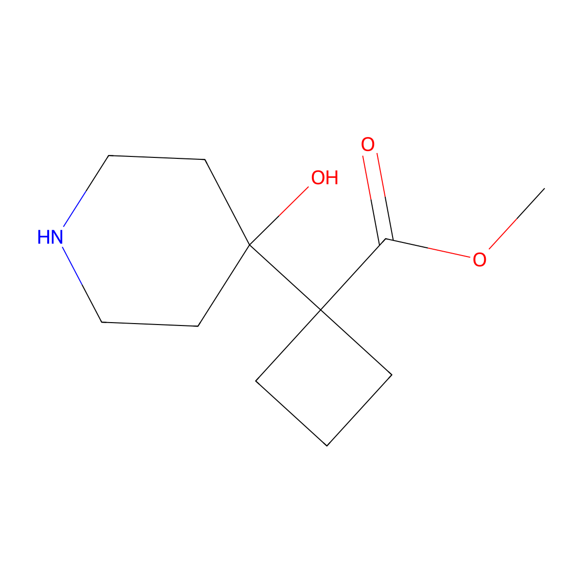 Methyl 1-(4-hydroxypiperidin-4-yl)cyclobutane-1-carboxylate molecular structure, CAS 2137588-46-4