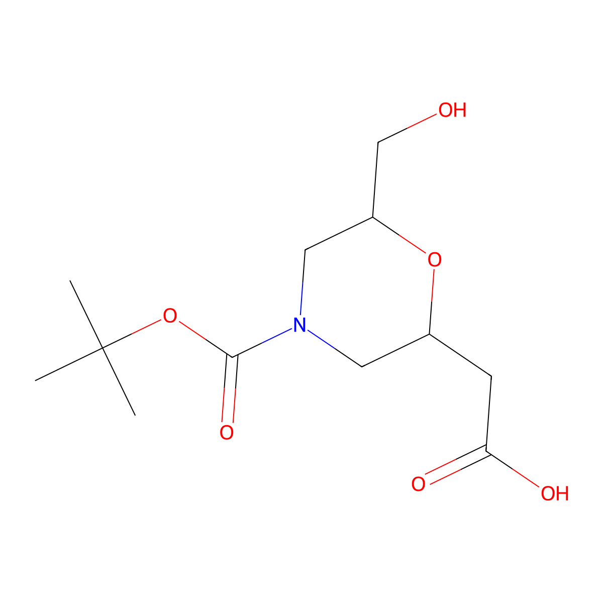 2-{4-[(Tert-butoxy)carbonyl]-6-(hydroxymethyl)morpholin-2-yl}acetic acid molecular structure, CAS 2137588-87-3