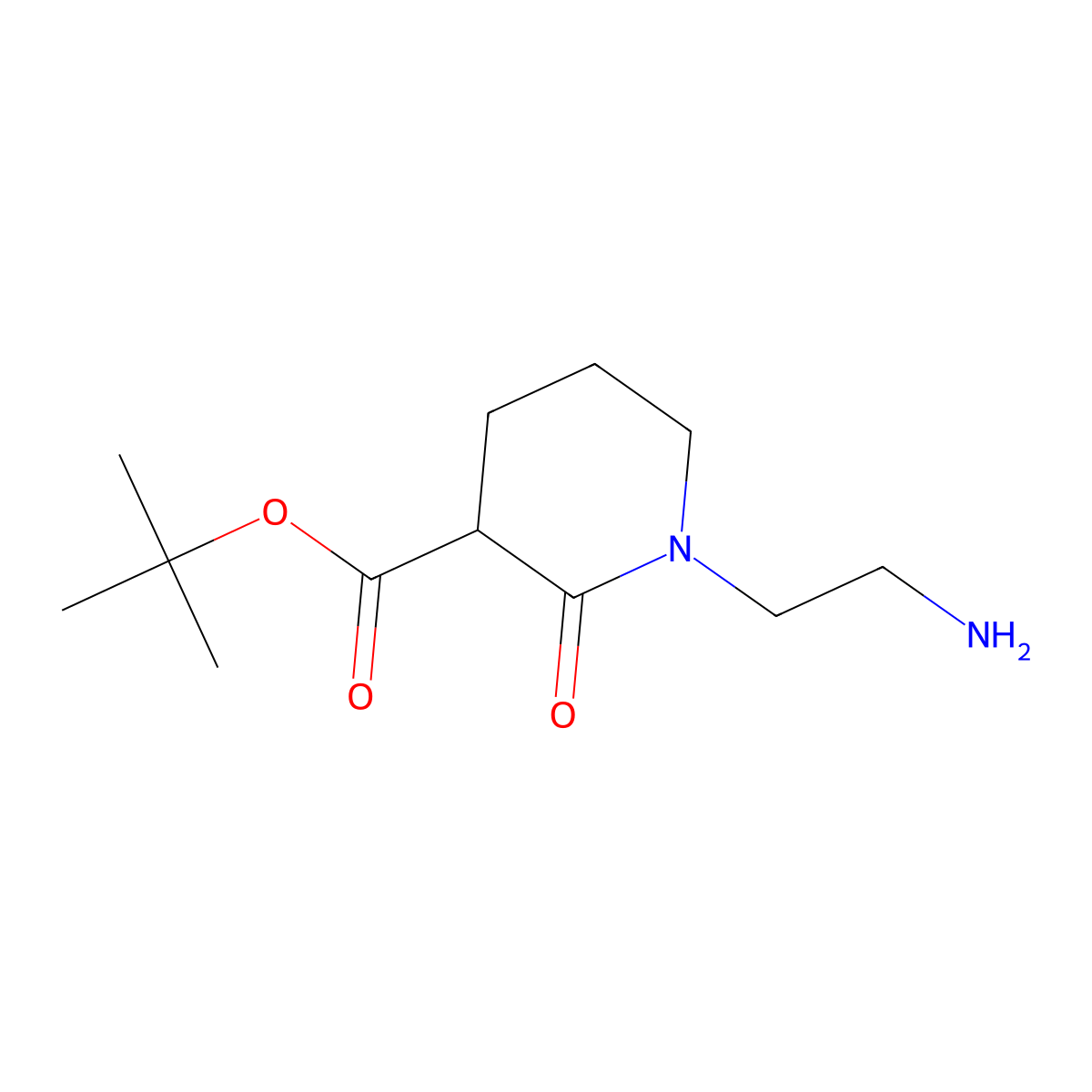 Tert-butyl 1-(2-aminoethyl)-2-oxopiperidine-3-carboxylate molecular structure, CAS 2137589-94-5