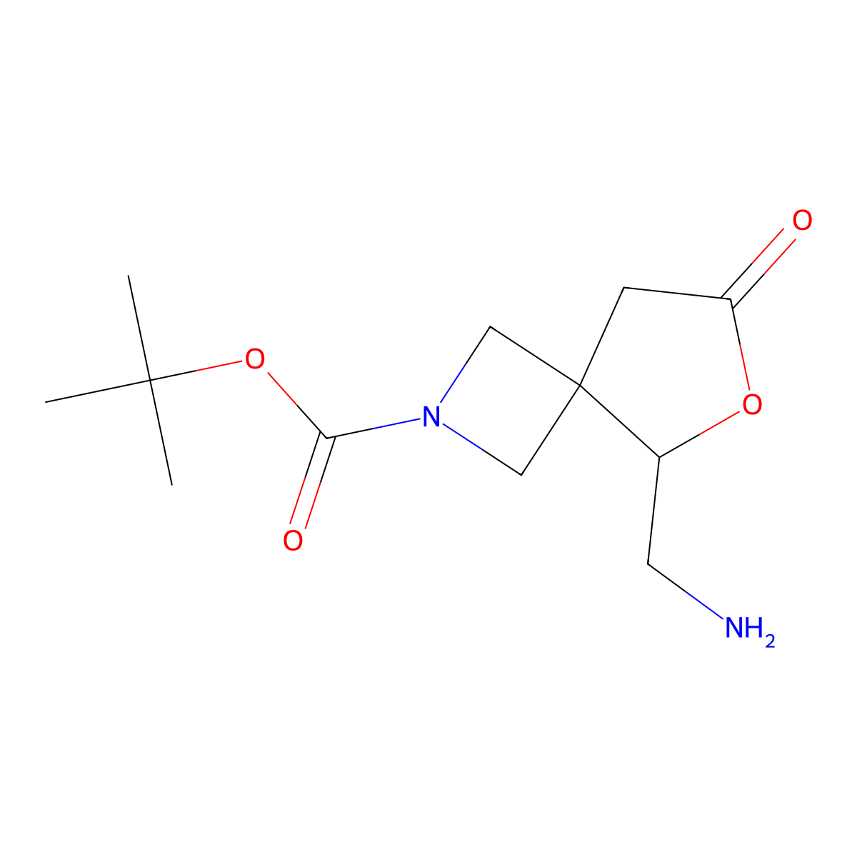 Tert-butyl 5-(aminomethyl)-7-oxo-6-oxa-2-azaspiro[3.4]octane-2-carboxylate molecular structure, CAS 2137590-31-7