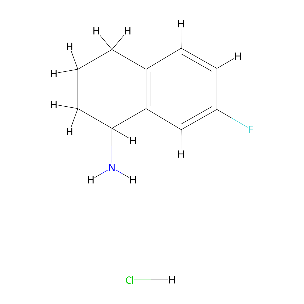 7-Fluoro-1,2,3,4-tetrahydronaphthalen-1-amine hydrochloride molecular structure, CAS 2137590-62-4