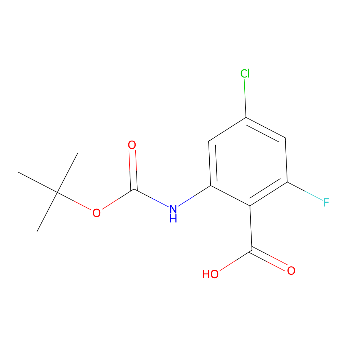 2-{[(Tert-butoxy)carbonyl]amino}-4-chloro-6-fluorobenzoic acid molecular structure, CAS 2137590-71-5