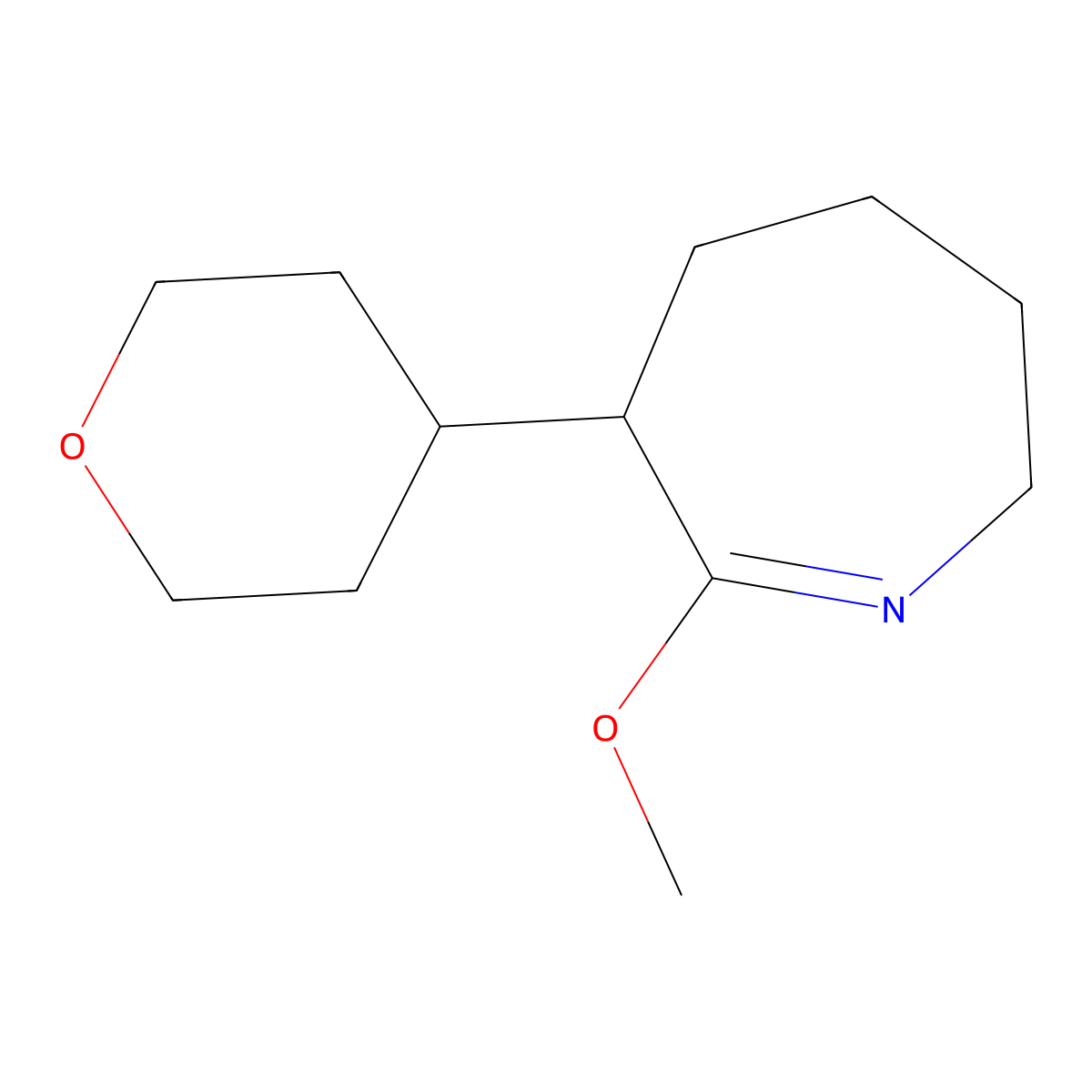 7-methoxy-6-(oxan-4-yl)-3,4,5,6-tetrahydro-2H-azepine molecular structure, CAS 2137590-97-5