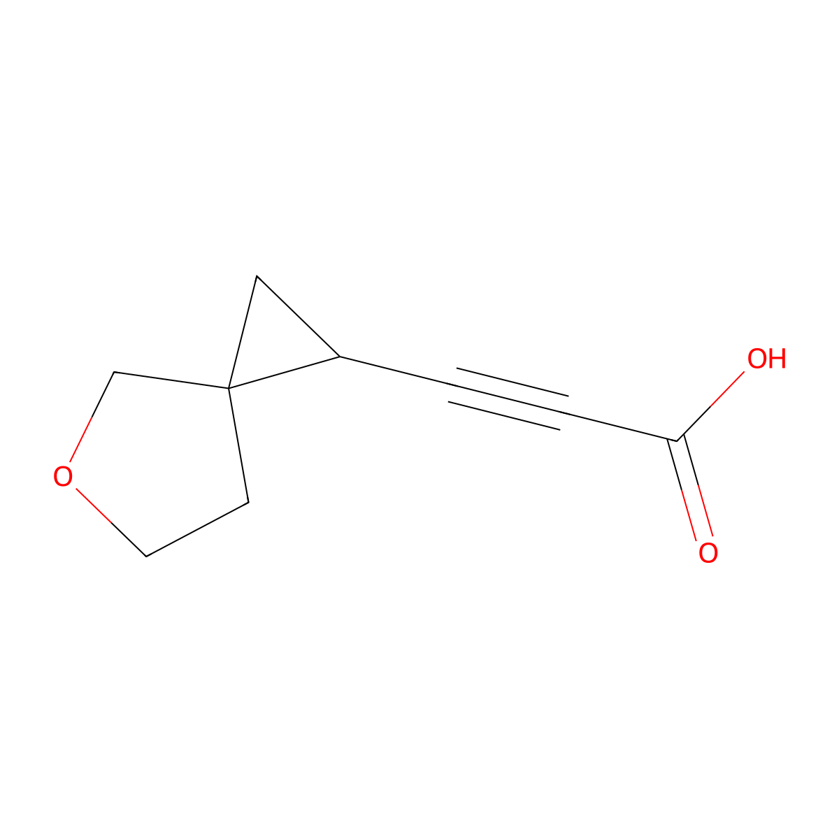 3-{5-Oxaspiro[2.4]heptan-1-yl}prop-2-ynoic acid molecular structure, CAS 2137591-39-8