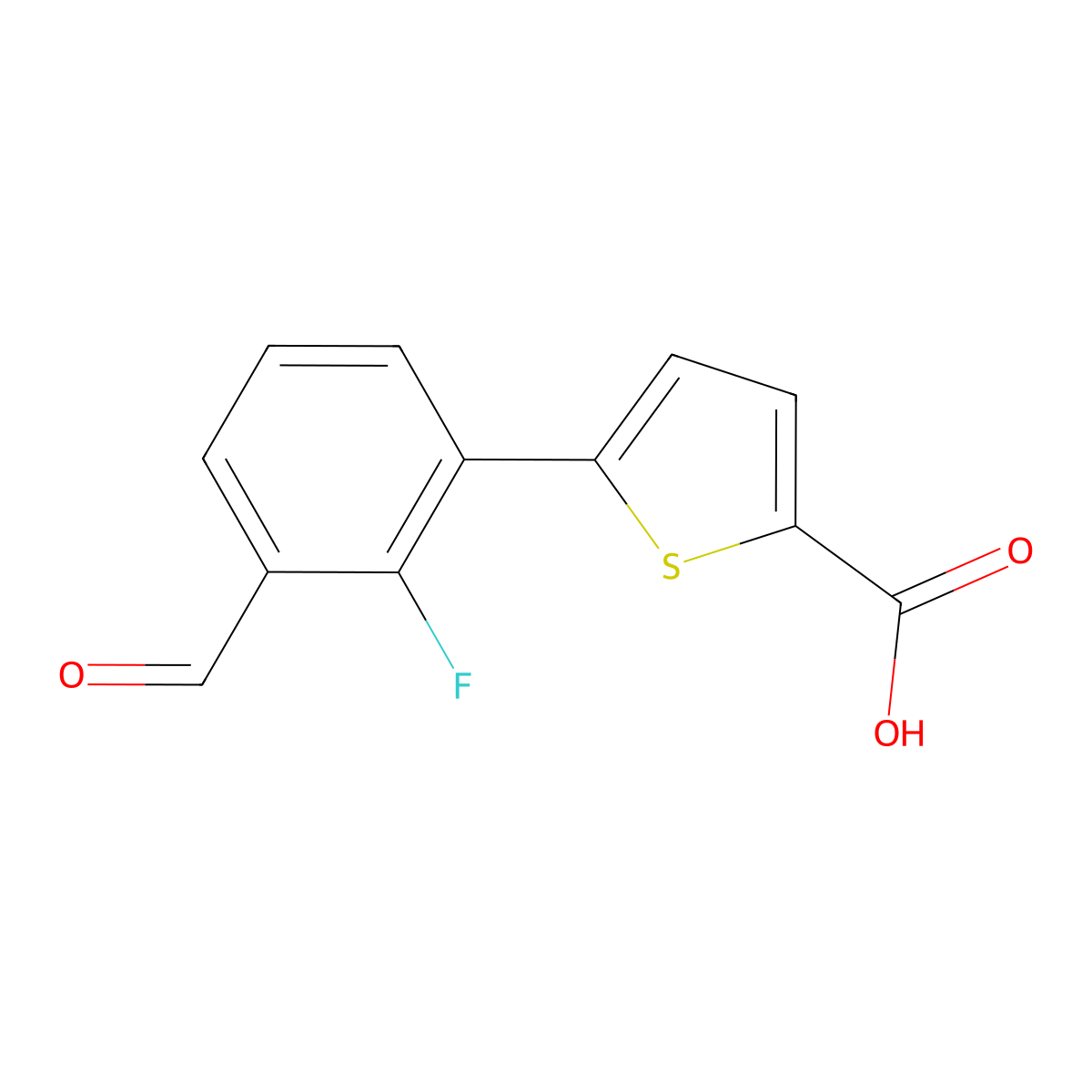 5-(2-Fluoro-3-formylphenyl)thiophene-2-carboxylic acid molecular structure, CAS 2137591-49-0